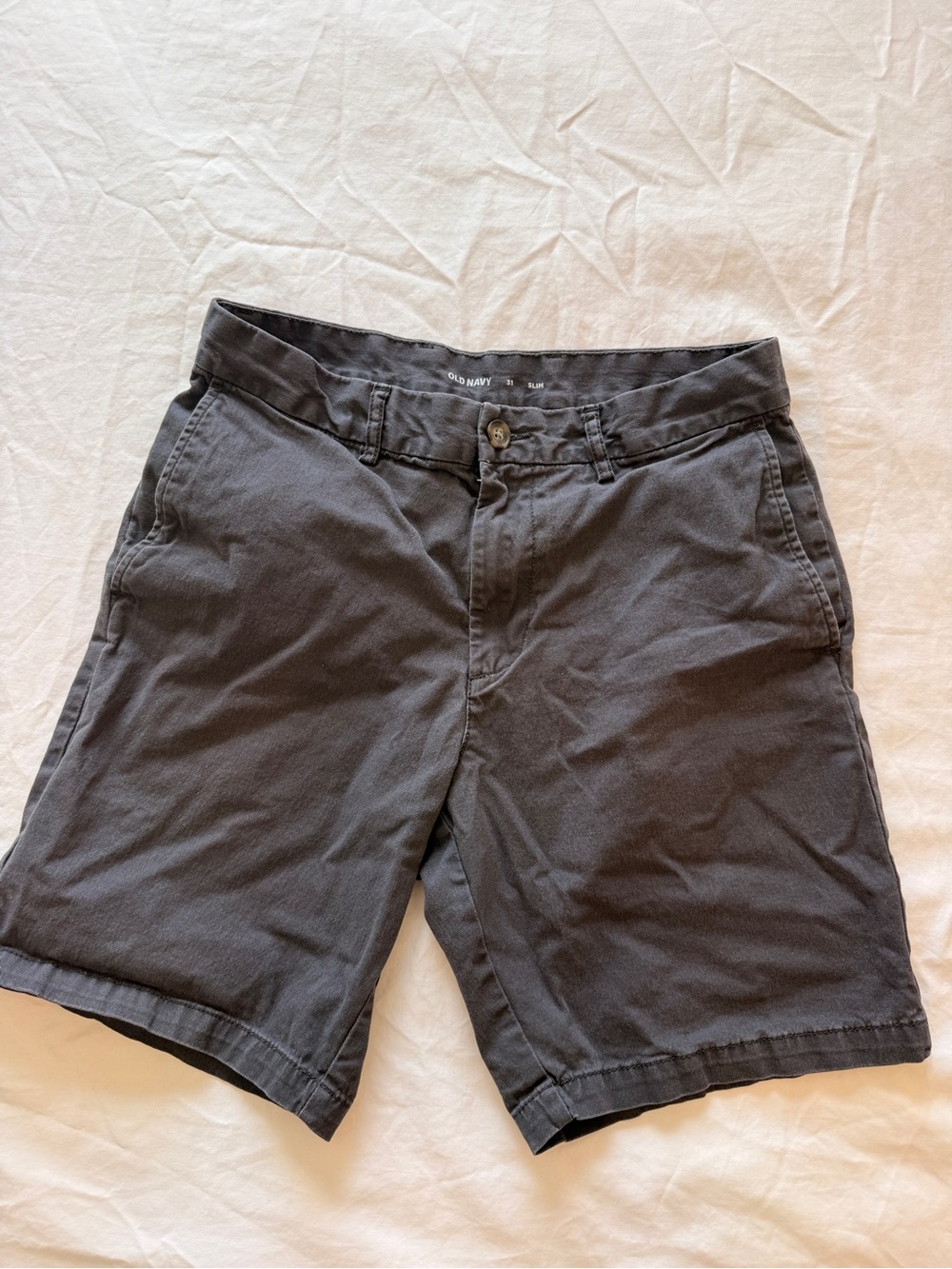 Old Navy Men's Charcoal Flat-Front Chino Shorts